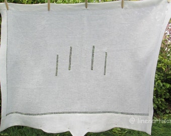 Hemstitched linen curtain, linen drawn-thread curtain,Sheer Linen curtain