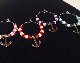 Anchor wine charms, anchors away wine charms, anchors,