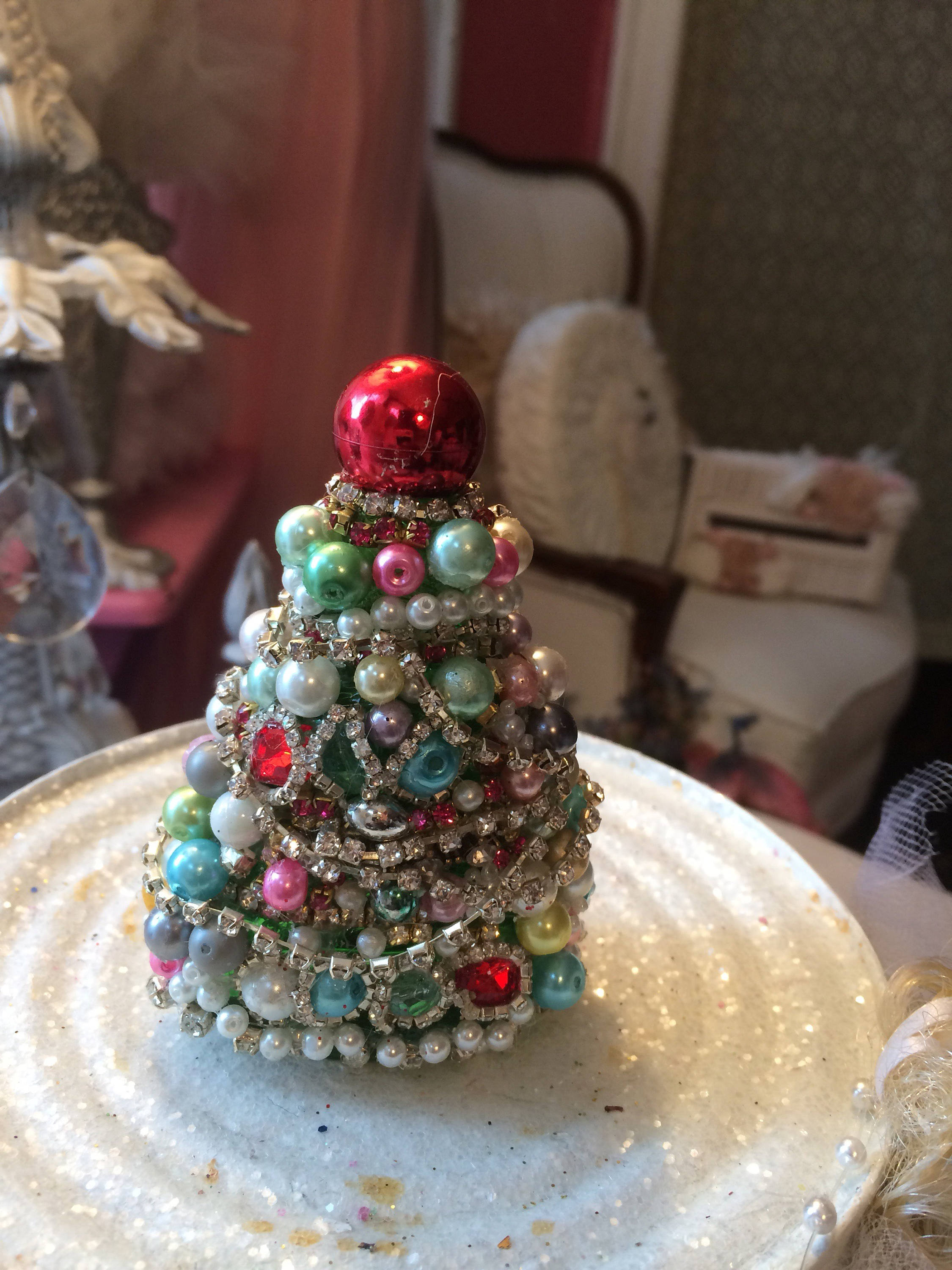 Bejeweled Vintage Avon Christmas Tree Perfume Bottle