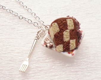 Chocolate Cake Pendant. Polymer Clay.