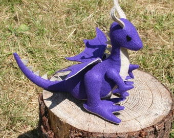 Blackberry Thicket Dragon Fantasy Plush ~ Purple Stuffed Animal Dragon Toy, Eco Friendly, Waldorf, Natural Dragon Toy, Earthy Dragon Plushy