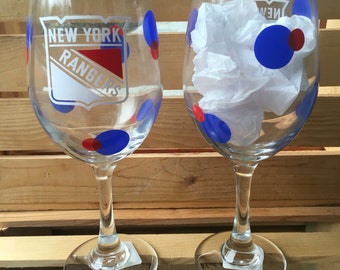New York Rangers Hockey Wine Glass