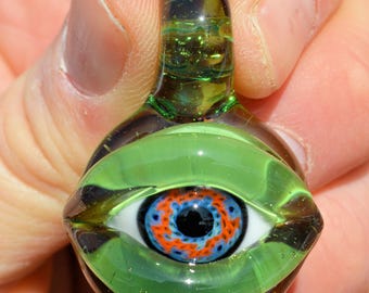 Boro simple uv reactive eyeball pendant