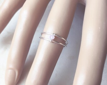Sterling Silver Ring, Promise Ring, Pink Ring, Statment Ring, Bridesmaids, Statement Ring, Engagement Ring, Wedding, Midi Ring, Gift For Her