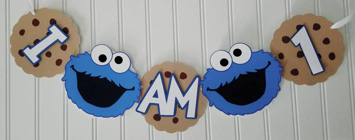 Boy cookie monster Name Banner cookie monster Birthday