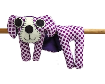 Flat Dog, Hot Cold Rice Bag, Microwave Neck Wrap, Rice Heating Pad, Hot Cold Therapy Pack, Purple Spotted Dog