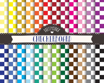 Checkerboard Digital Papers, Checkerboard Backgrounds, Checkerboard Scrapbooking Digital Papers - Instant Download // PS106
