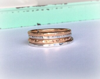 Stacking Rings, Gold, Silver, Rose Gold, Copper Stacking Rings, Knuckle Rings, Thin Rings Bands, Midi Ring, Multiple Rings, Texturized Rings