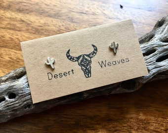 Cactus earrings, sterling silver earrings, dainty earrings, southwestern earrings, silver saguaro cactus earrings, tiny cactus studs
