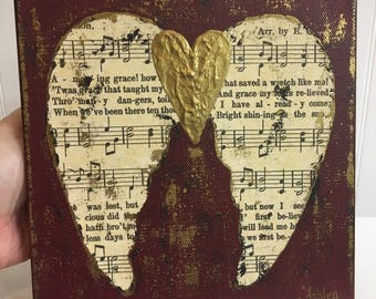 Amazing Grace Angel Wings, angel wings art, guardian angel art, amazing grace art, spiritual art, memorial gift, Valentine's gift