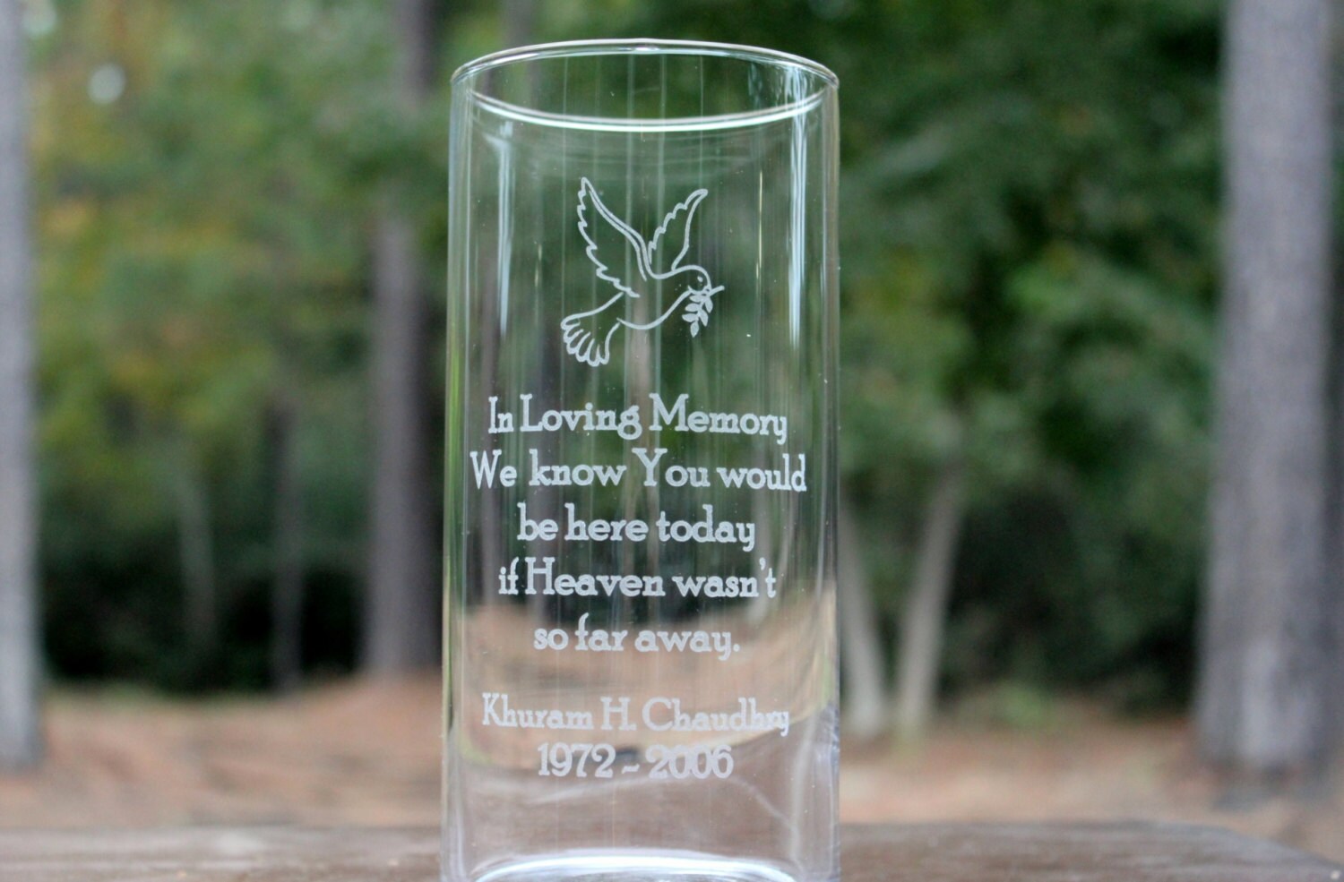 Personalized Memorial Glass Vase Custom engraved memorial