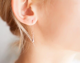 Minimalist Rose Gold Earrings, Tiny Rose Gold Drops, Dainty Earrings, Minimalist Earrings, Minimalist Jewelry, Delicate Rose Gold Earrings