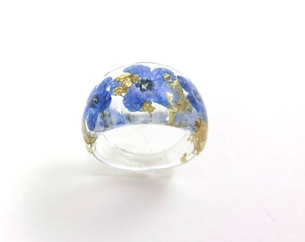 Forget me not Resin ring, Nature ring, Real flower ring, Pressed flower jewelry, Flower in resin, Botanical jewelry, Jewellery