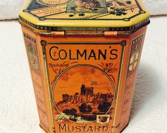 Vintage Colman's Mustard Tin Box Trade Mark Bull's Head Advertising