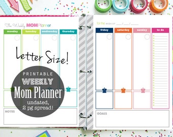 Weekly Planner, Mom Planner, Printable Planner, Planner Pages, Menu Planner, Daily Planner, Household Binder