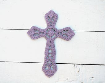 Unique Wall Cross - Religious Wall Decor - Iron Wall Cross - Decorative Wall Cross - Christian Wall Art - Christian Home Decor Purple Cross