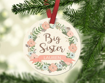 Big Sister/Little Sister Aluminum Christmas Ornament