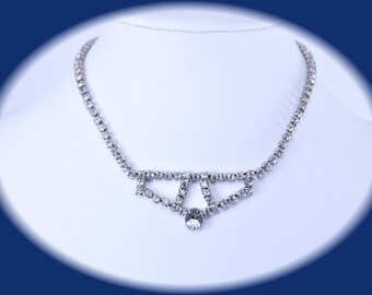 Vintage Rhinestone Necklace Statement Necklace Crystal Rhinestone Necklace Vintage Necklace Wedding Necklace Brides Necklace Gift For Her