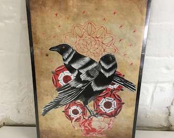 Limited Crow tea party print. By Jo Chastney