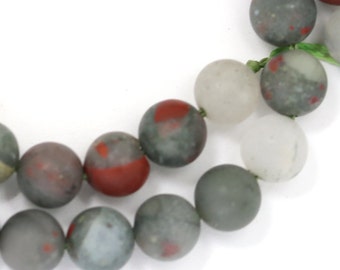 African Bloodstone Beads - Matte Finish - 8mm Round