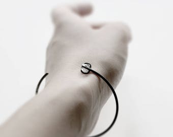 Auge - Herkimer Diamanten oxidiert Manschette - natürlichen Herkimer Diamanten oxidiert Sterling Silber Armreif - minimalistischen Armreif