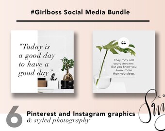 Social Media Bundle - #GirlBoss - Instagram, Pinterest, Blog Graphics and Stock Photos