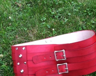 Wide (5") Leather Belt Girdle with two buckles LARP Steampunk Gladiator Roman Cosplay
