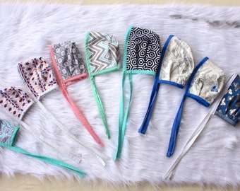 Modern baby Bonnets, modern toddler bonnets, bonnets for boys, bonnets for girls, fancy colorful bonnets, beautiful bonnets, fashion bonnets