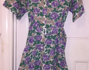 Vintage 1950s Shirt Dress / Tea Dress