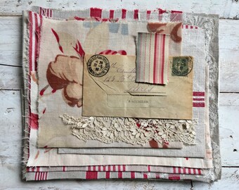 Vintage french ticking scrap bundle