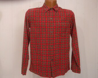 Vintage shirt, cotton flannel shirt, plaid shirt, 1950s shirt, vintage clothing, small