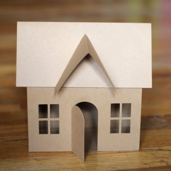 SVG File: Small 3D Paper House for Christmas Village