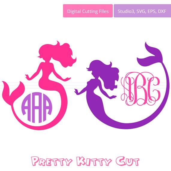 Download Mermaid SVG Monogram Frames instant download cut file svg