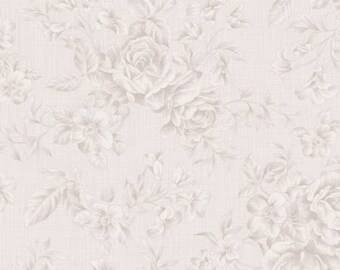 Emma's Garden Cotton Fabric Clothworks Y1918-61 Light Taupe Tonal Roses