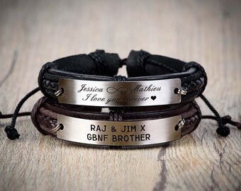 Custom Leather Bracelet, Customized Mens Leather Bracelet, Engraved Bracelet, Personalized Leather Cuff Bracelet, Leather Men Bracelet