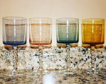 Twisted Stem Multi-Colored Wine Glasses (Large)