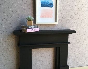Black Dollhouse Fireplace, Miniature Fireplace, Dollhouse Accessory, Dollhouse Furniture, 1:12 Scale