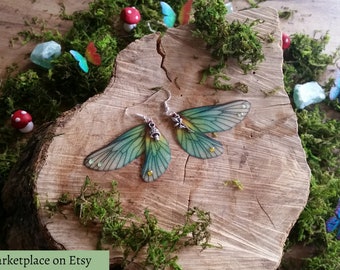 Beautiful Woodland Fae Wing Earrings with fairy charms