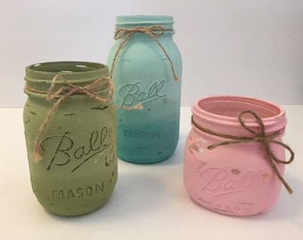 Chalk painted mason jars