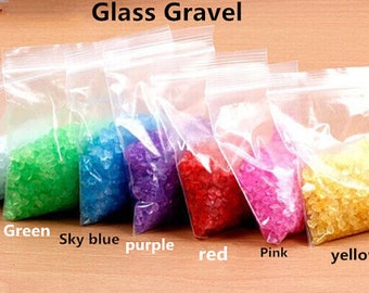 Tiny Chip Gravel approx. 2mm to 4mm Dyed Glass Gravels, Great for Terrarium Accessories, Jewelry Making Supply