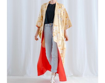Floral Silk KIMONO ROBE / 100% silk / Silk robe / Bridal Robes / Bridal Robe / Festival Clothing / Boho / Japanese Kimono / Vintage Kimono