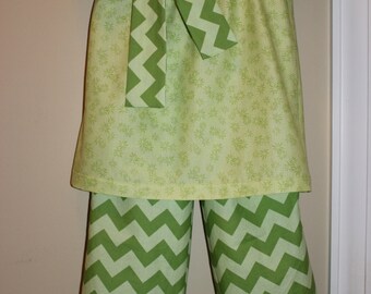Girl's Peasant Top and Ruffled Pants Outfit