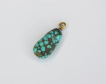 Antique Chinese Turquoise and 14ct Gold Nugget Charm