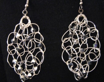 Woven Wire and Swarovski Earrings
