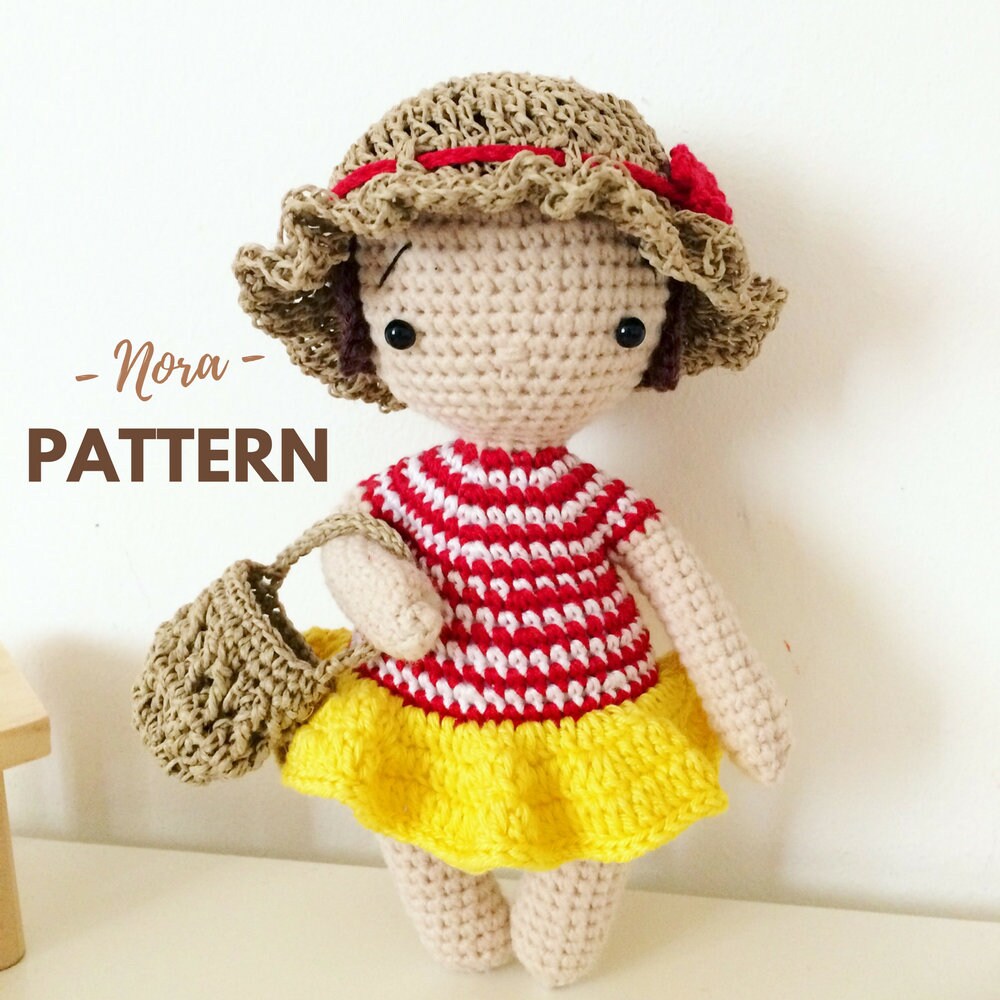 Nora Amigurumi Doll Pattern One Piece Crochet Doll Crochet