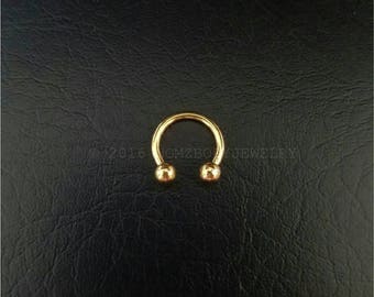 Gold Small Septum Horseshoe Ring 16g 5/16" 3/8" 14g 5/16" 3/8" Daith Snug Orbital Helix Tragus Lip Ring 316lvm Steel