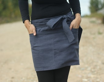 Cafe Apron, Linen Half Apron, Linen Apron, Cafe, Wrap Apron, Shot Apron, Florist Apron, Woman apron, Men Apron, Eco Apron, Craft Apron, gift