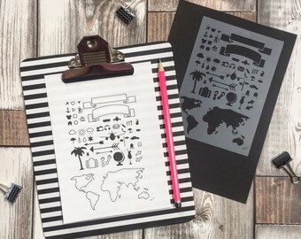 Bullet Journal Stencil A5 Travel Theme