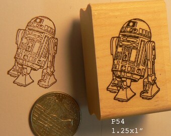 P54 R2D2 robot line art rubber stamp