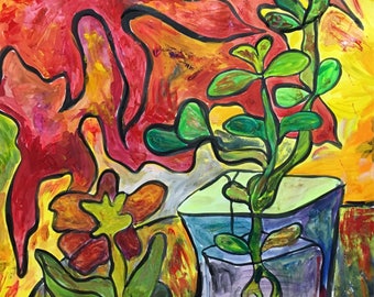 Energy from the sunshine / Hand Painted Original Acrylic Painting on paper